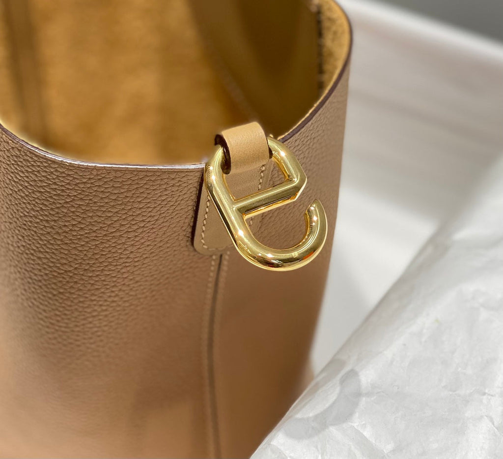 HERMES 25S IN THE LOOP 18 IN LIGHT CARAMEL CALFSKIN SILVER HARDWARE