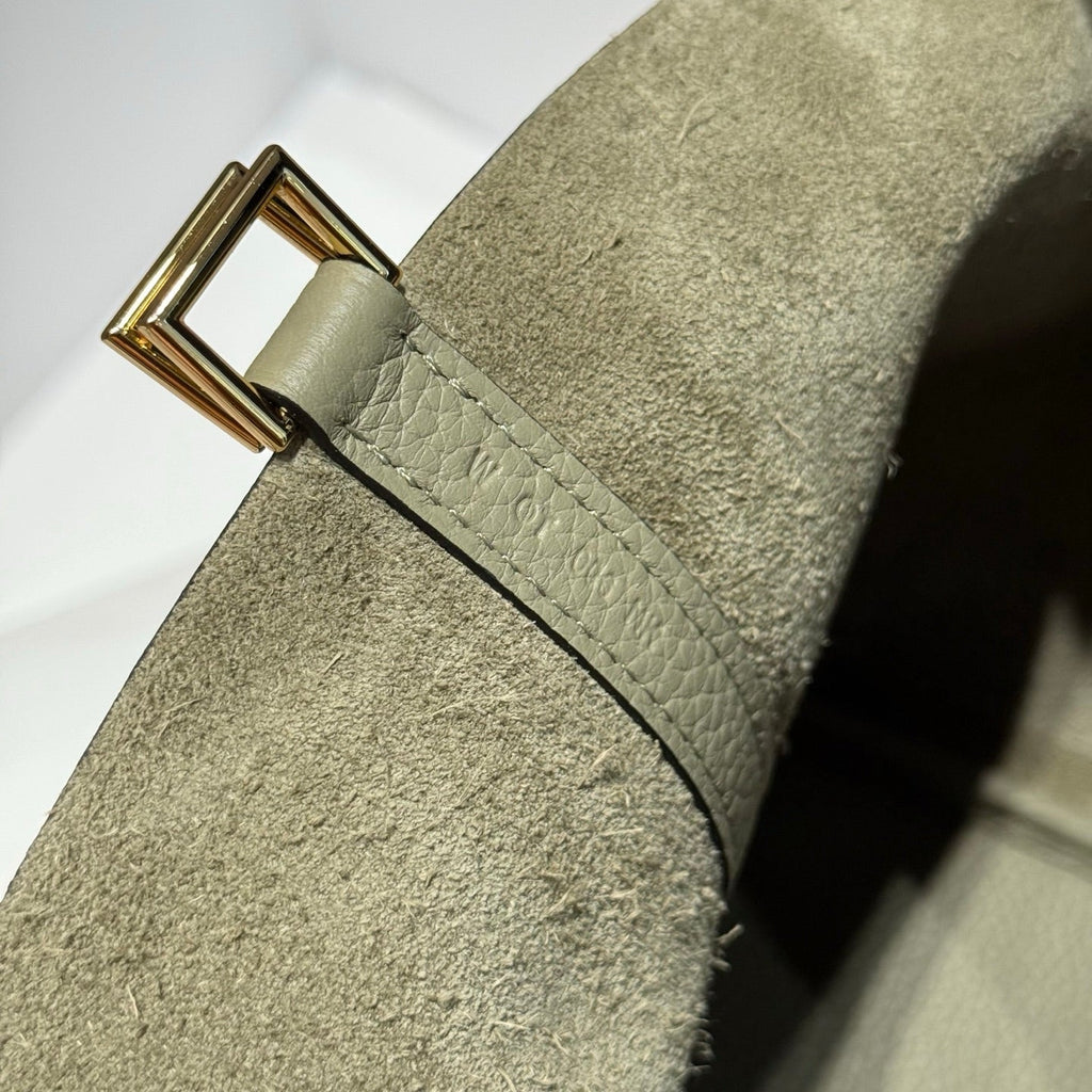 HERMES 25S PICOTIN LOCK 22 IN CROMWELL GRAY CALFSKIN GOLD HARDWARE