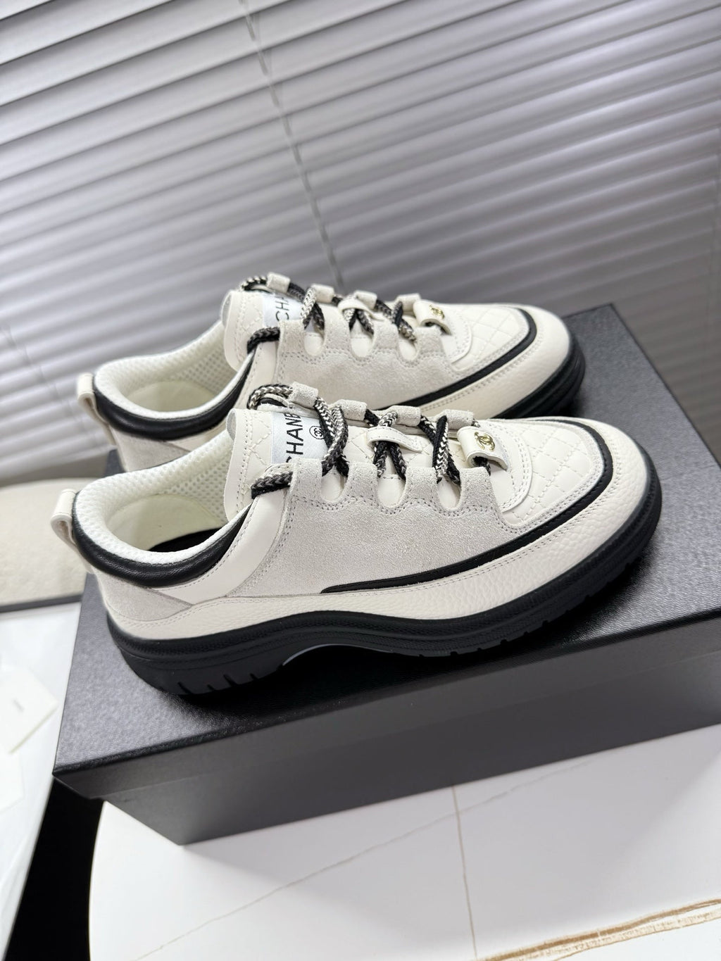CHANEL 25S SNEAKERS 35MM IN WHITE CALFSKIN