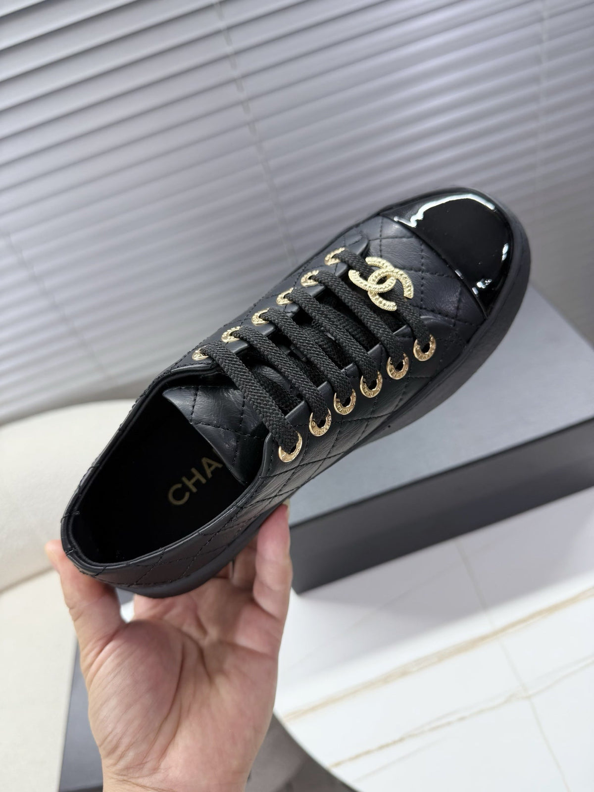 CHANEL 25S TRAINERS BLACK FULL 35MM IN CALFSKIN