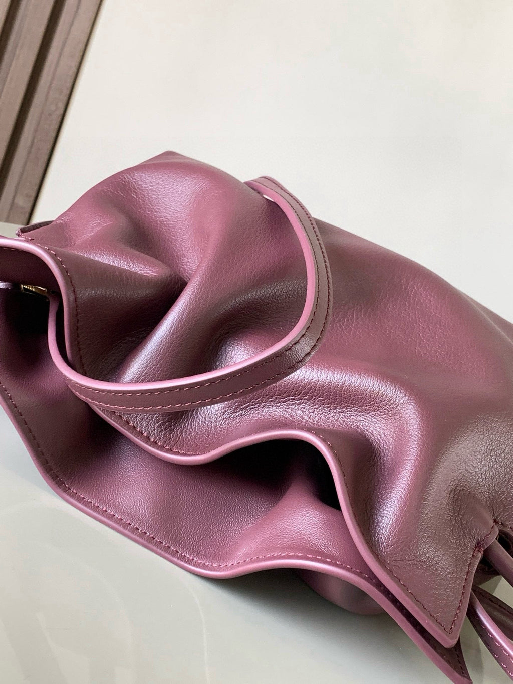 LOEWE 25S MEDIUM FLAMENCO CLUTCH BAG 23 IN DARK ROSEWOOD CALFSKIN