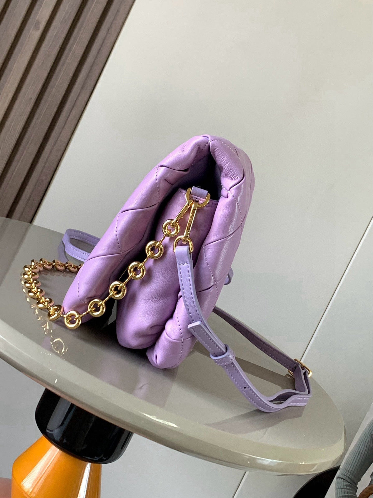 LOEWE 25S PUFFER GOYA BAG 23 IN LIGHT LAVENDER NAPPA LAMBSKIN