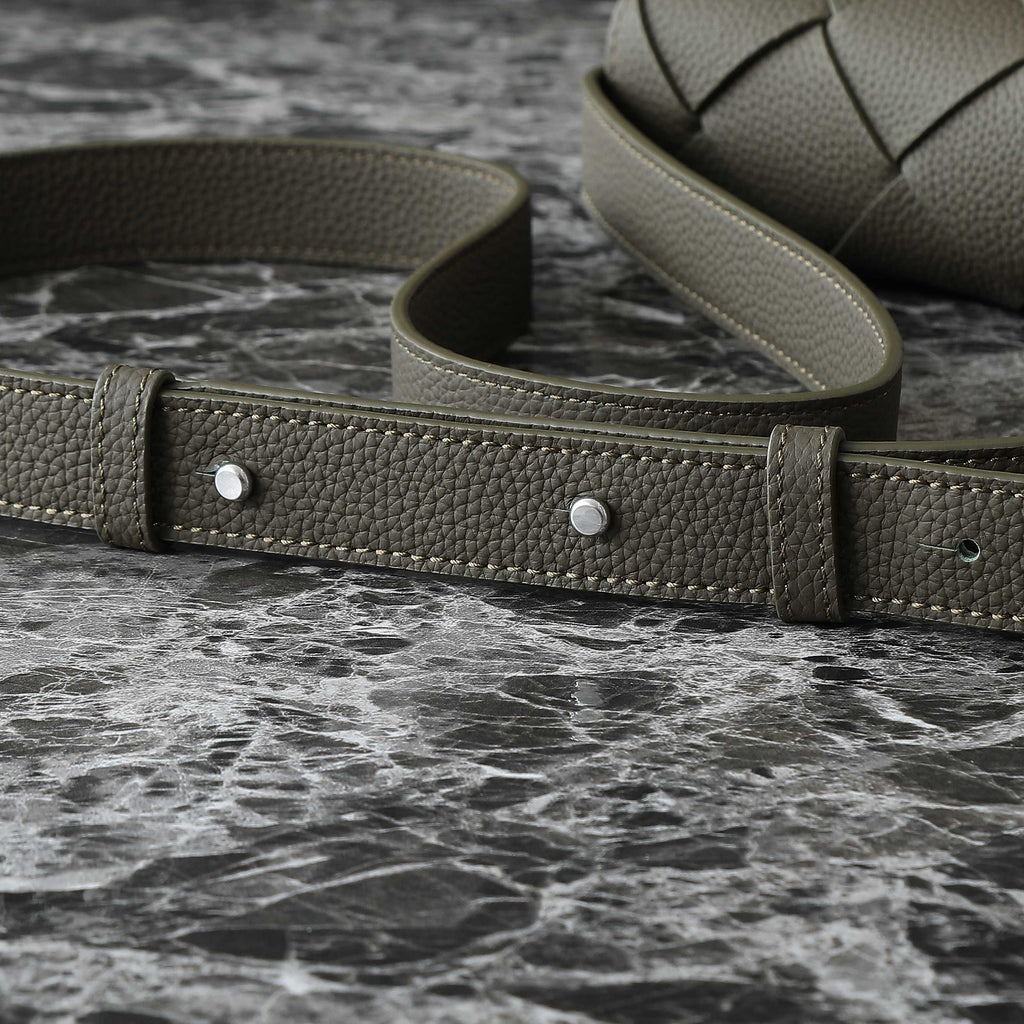 BOTTEGA VENETA 25S DIAGO 22 IN DARK OLIVE CALFSKIN SILVER HARDWARE