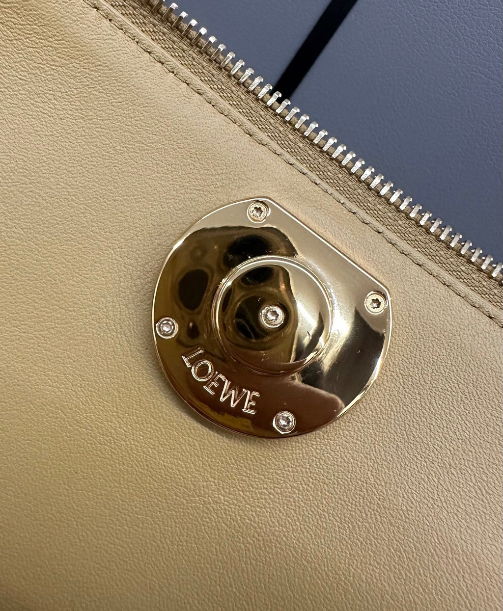 LOEWE 25S MEDIUM MADRID BAG 23 IN SAND YELLOW CALFSKIN GOLD HARDWARE