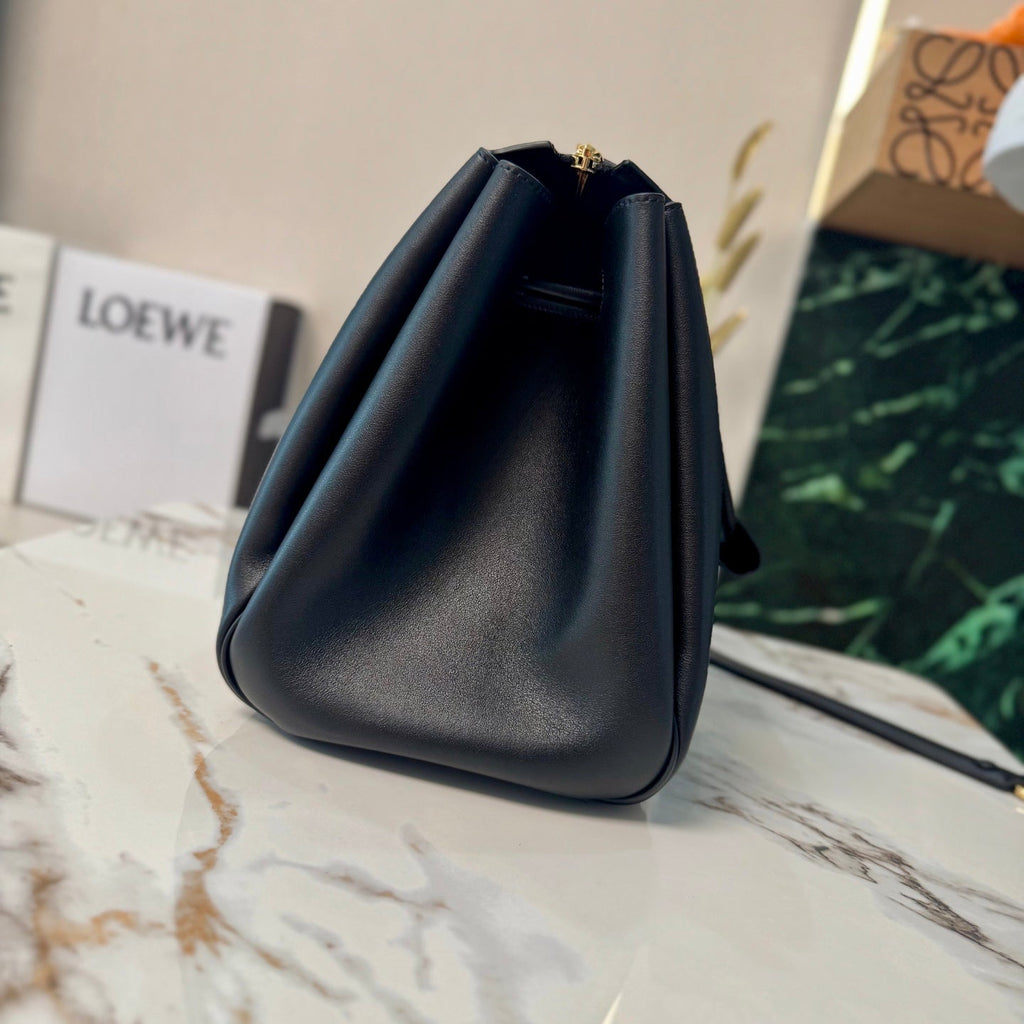 LOEWE 25S LARGE MADRID BAG 33 IN BLACK CALFSKIN GOLD HARDWARE