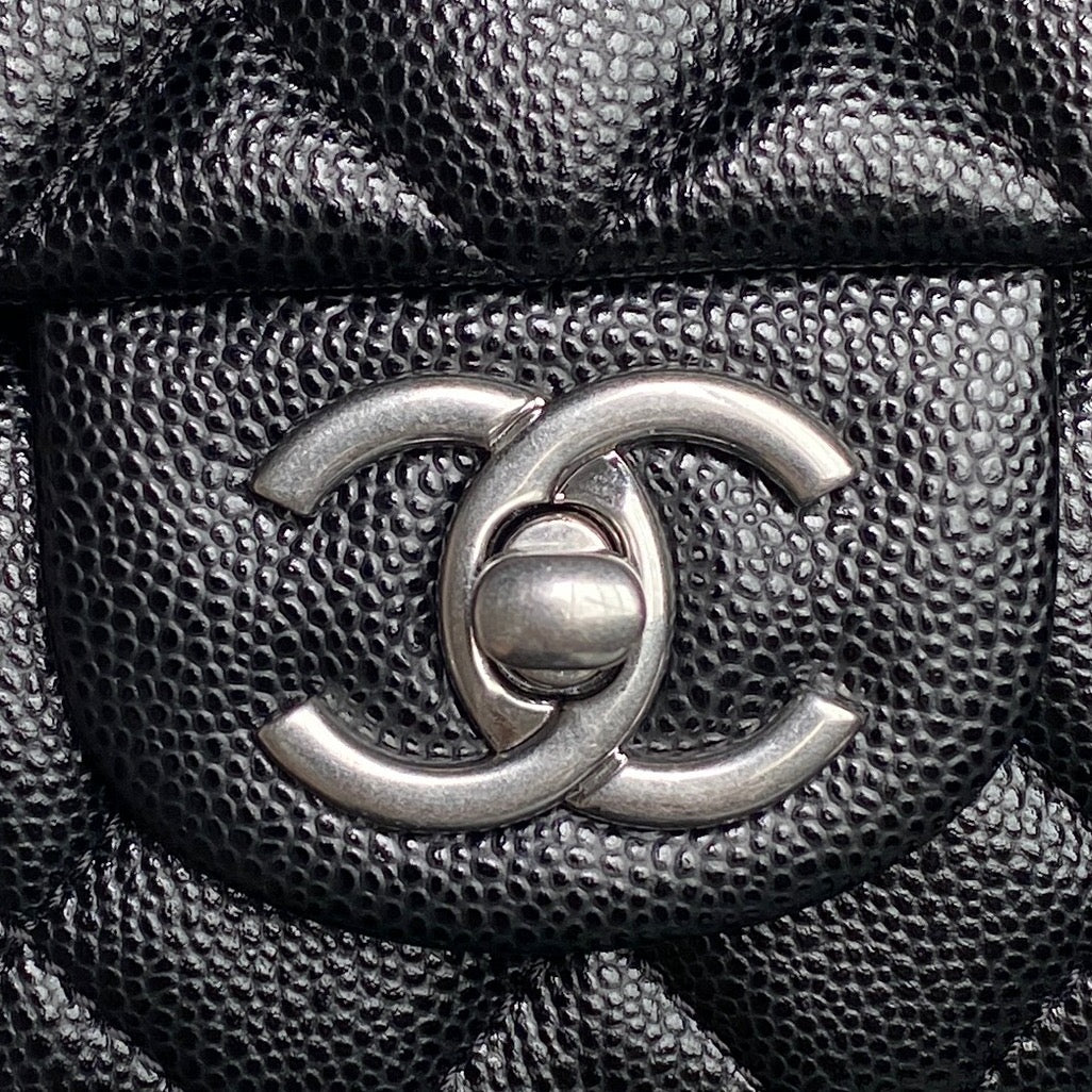 CHANEL 25S FLAP BAG 19 IN BLACK CALFSKIN SILVER HARDWARE
