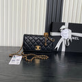 CHANEL 25S CHAIN WALLET 19 IN BLACK LAMBSKIN GOLD HARDWARE