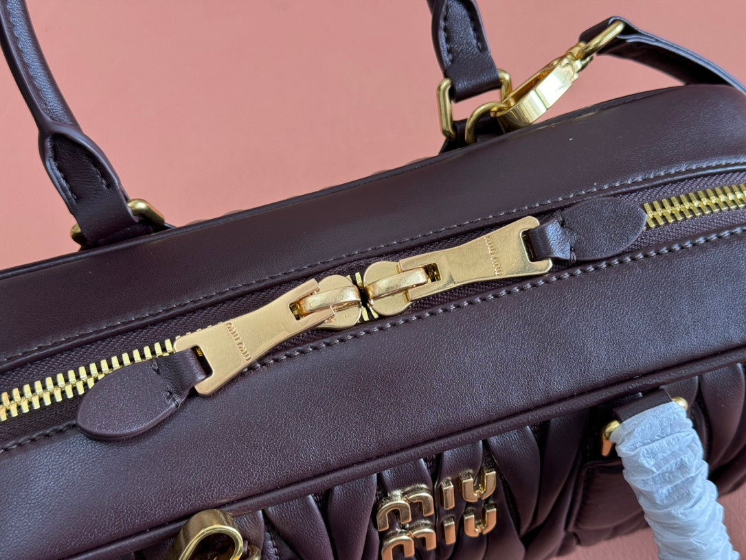 ARCADIE MATELASSÉ BAG 27 IN CONGO BROWN CALFSKIN GOLD HARDWARE