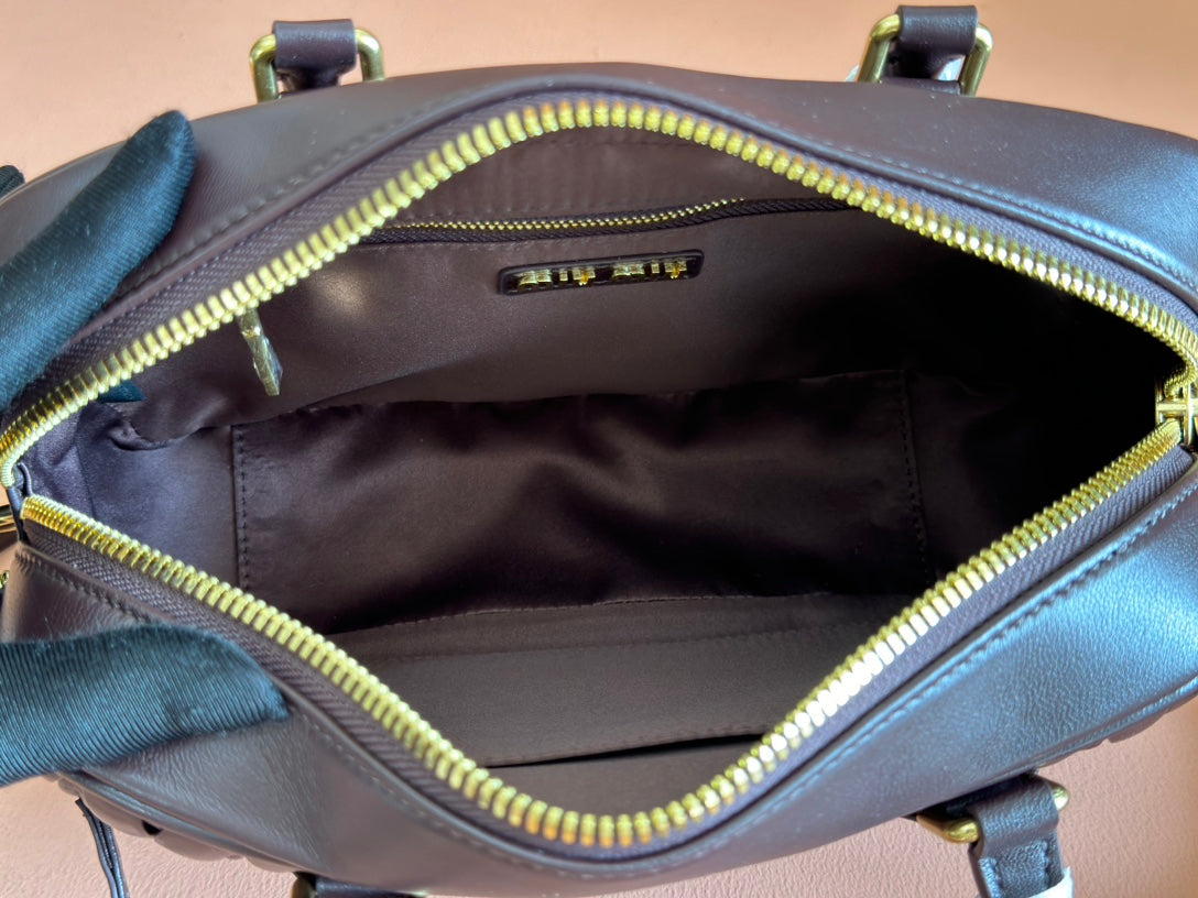 ARCADIE MATELASSÉ BAG 24 IN CHESTNUT BROWN LAMBSKIN GOLD HARDWARE