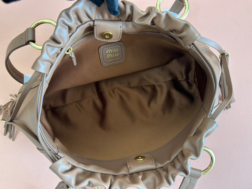 JOIE HAND BAG 32 IN BRUNETTE BROWN SHINY LAMBSKIN