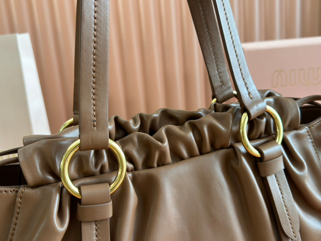 JOIE HAND BAG 32 IN BRUNETTE BROWN SHINY LAMBSKIN
