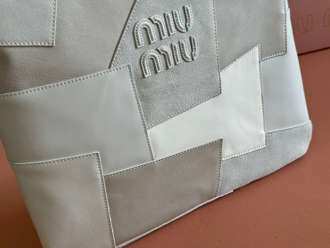 IVY TOTE BAG 60 IN CHALK WHITE PATCHWORK CALFSKIN