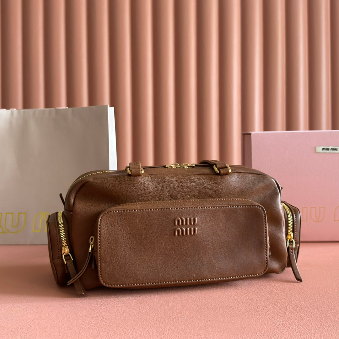 JOIE HAND BAG 32 IN TAWNY BROWN CALFSKIN