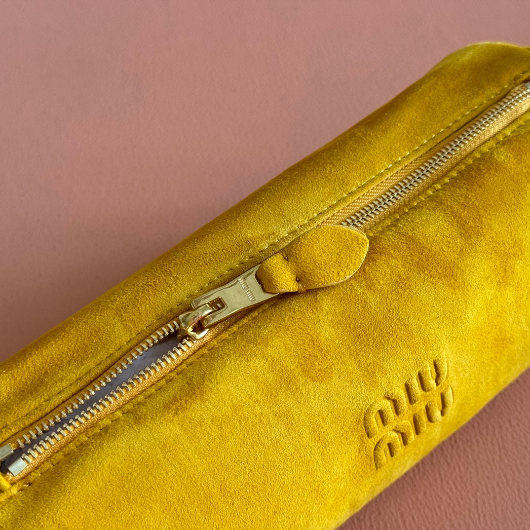 SUEDE BAG 22 MUSTARD YELLOW GOLD HARDWARE