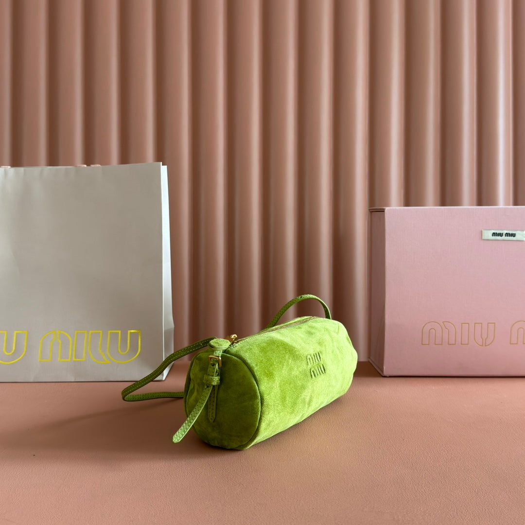 SUEDE BAG 22 BRIGHT LIME GREEN GOLD HARDWARE