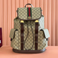 GUCCI 26S OPHIDIA LARGE BACKPACK 46 IN BEIGE AND BROWN CANVAS