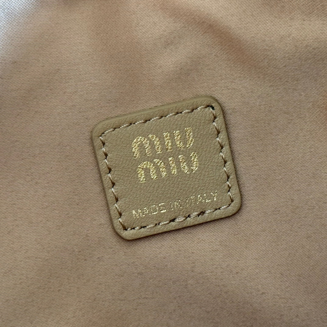 MIUMIU 26S POUCH BAG 15 IN DARK BEIGE CALFSKIN GOLD HARDWARE
