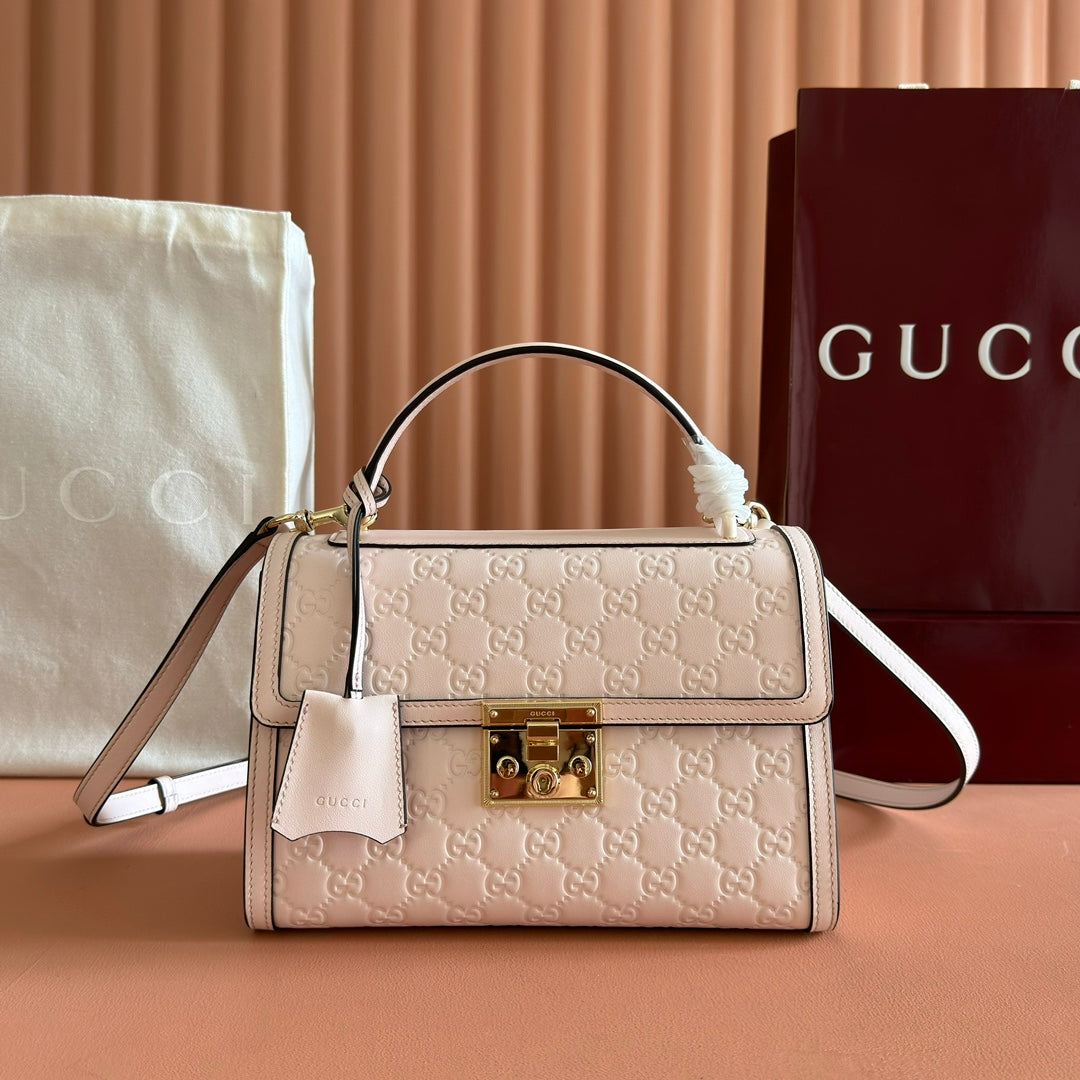 GUCCI 26S PADLOCK BAG 26 IN LIGHT PINK EMBOSSED CALFSKIN