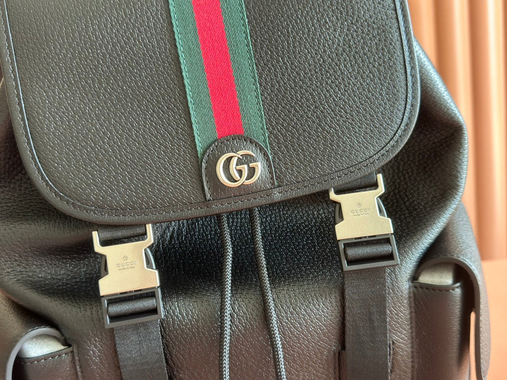GUCCI 26S OPHIDIA LARGE BACKPACK 46 IN BLACK CALFSKIN