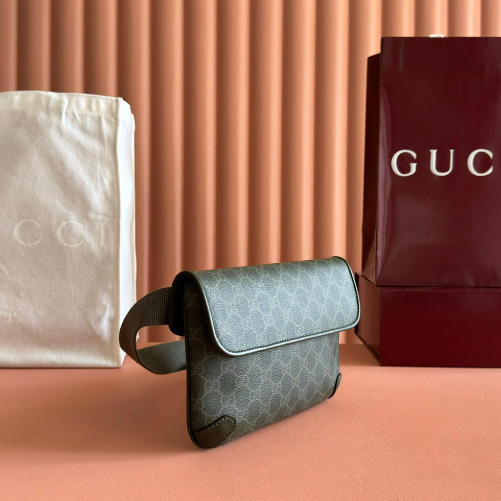 GUCCI 25S WAIST BAG 24 CM IN MOSS GREEN CALFSKIN