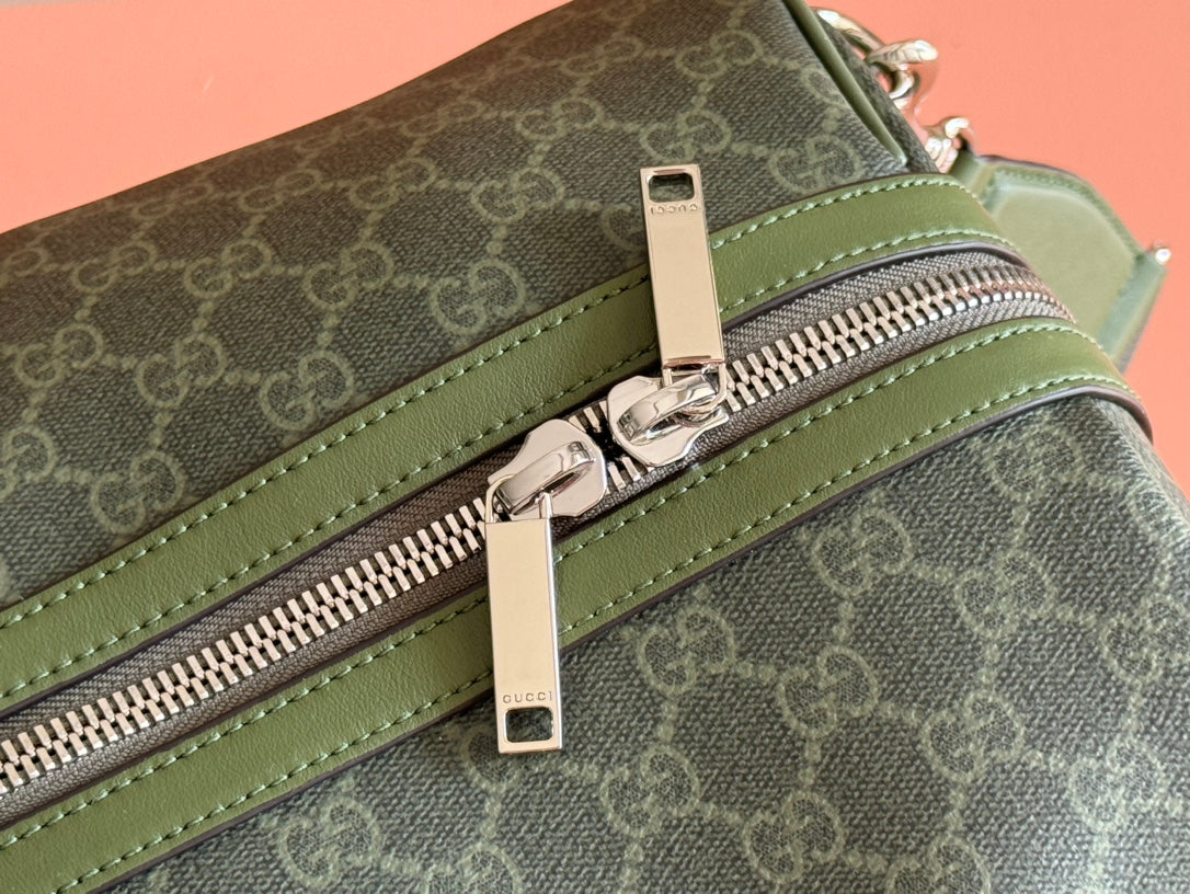GUCCI 25S OPHIDIA MEDIUM BAG 52 CM IN MOSS GREEN CALFSKIN