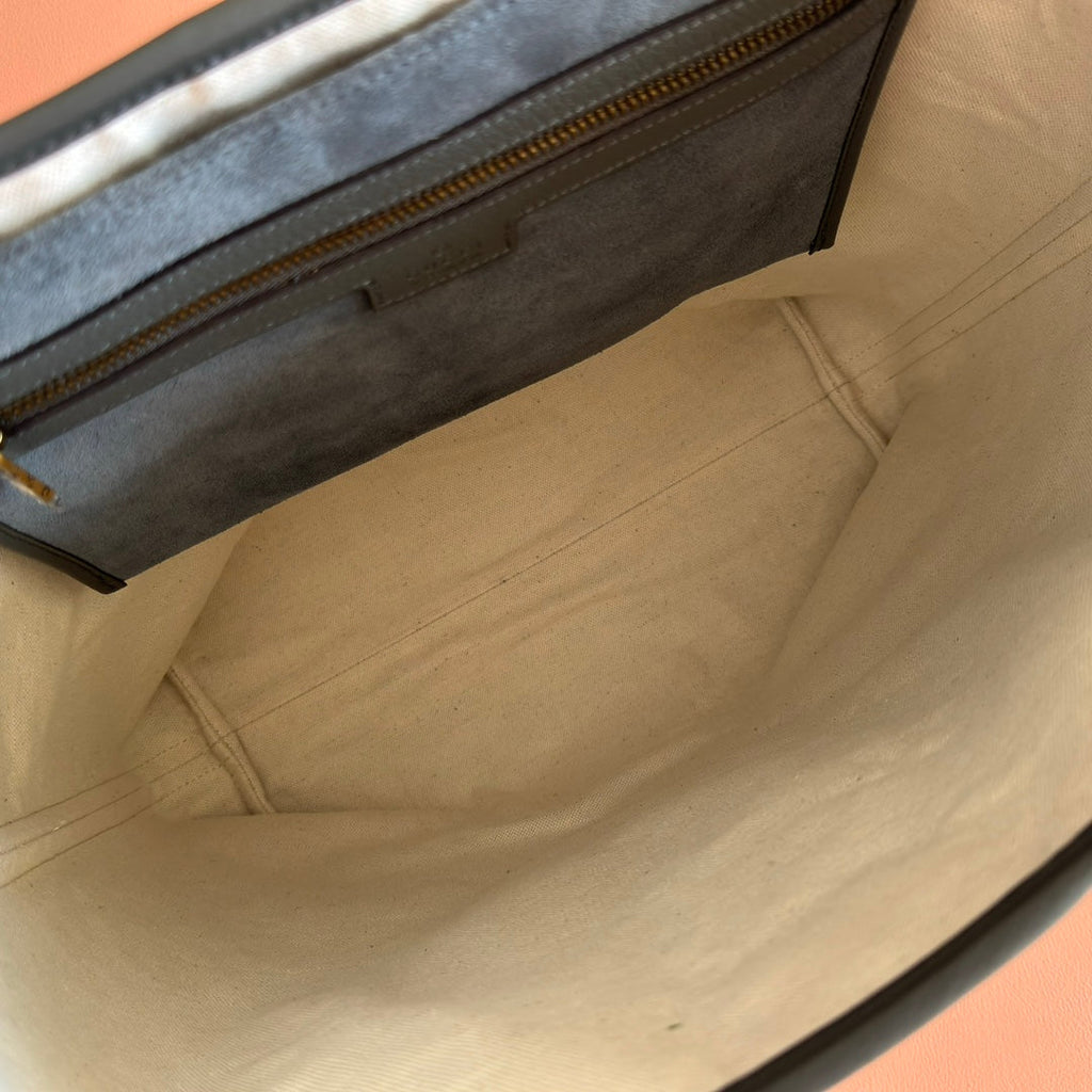 GUCCI 25S OPHIDIA MEDIUM TOTE 36 CM IN GREY SUEDE