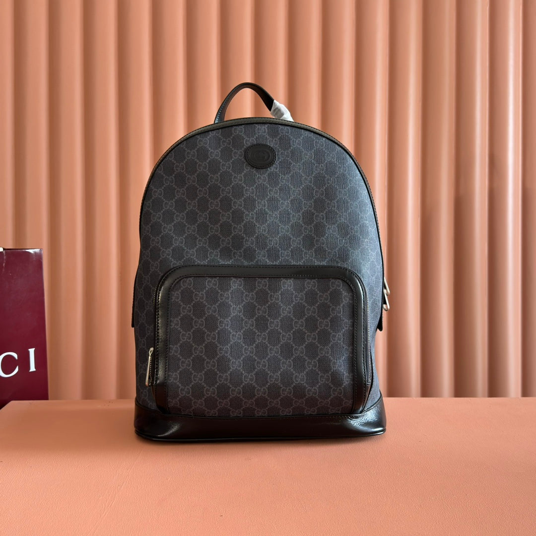 GUCCI 25S SUPREME BACKPACK 41 CM IN DARK SLATE GRAY CALFSKIN