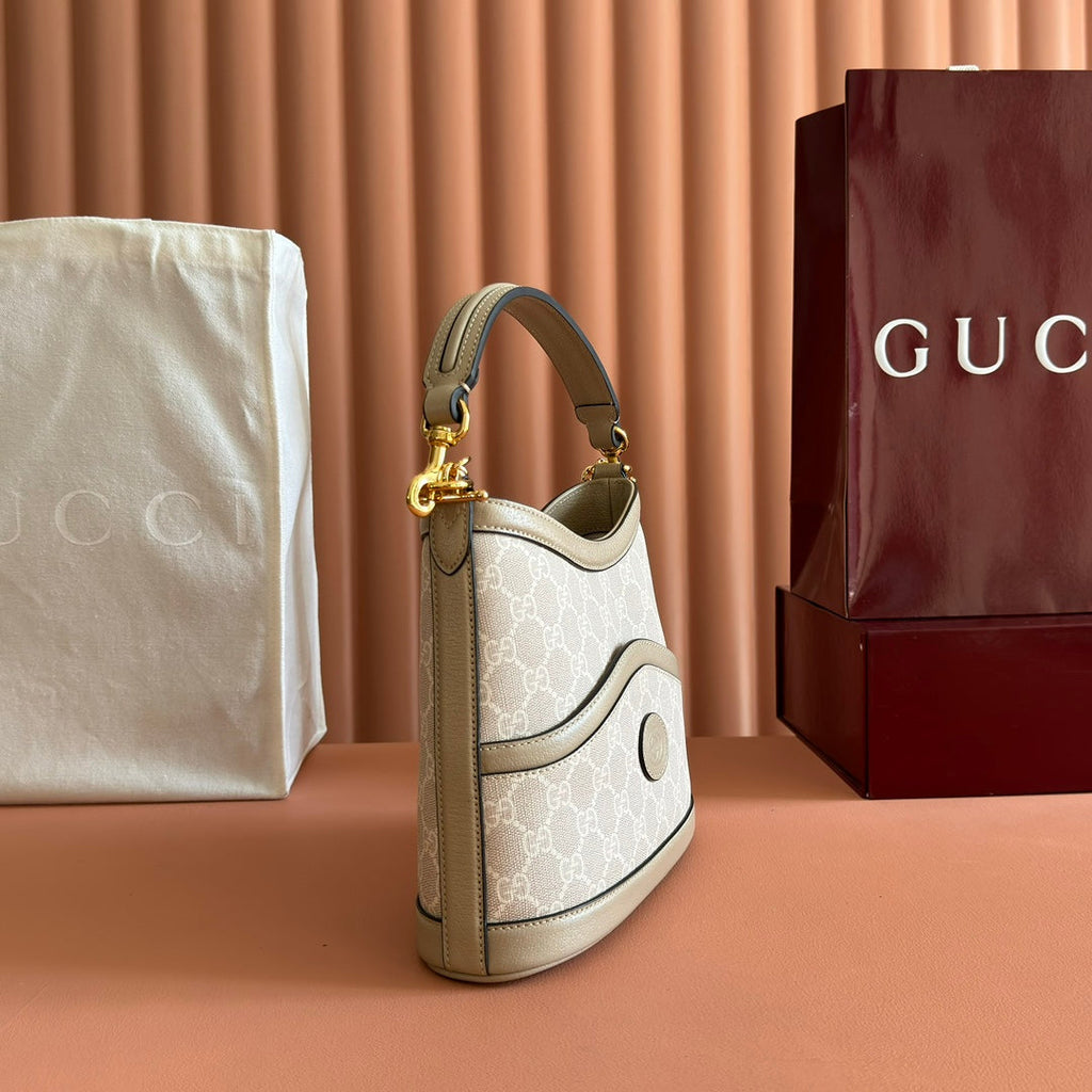 GUCCI 25S SHOULDER BAG 25 CM IN BEIGE CALFSKIN