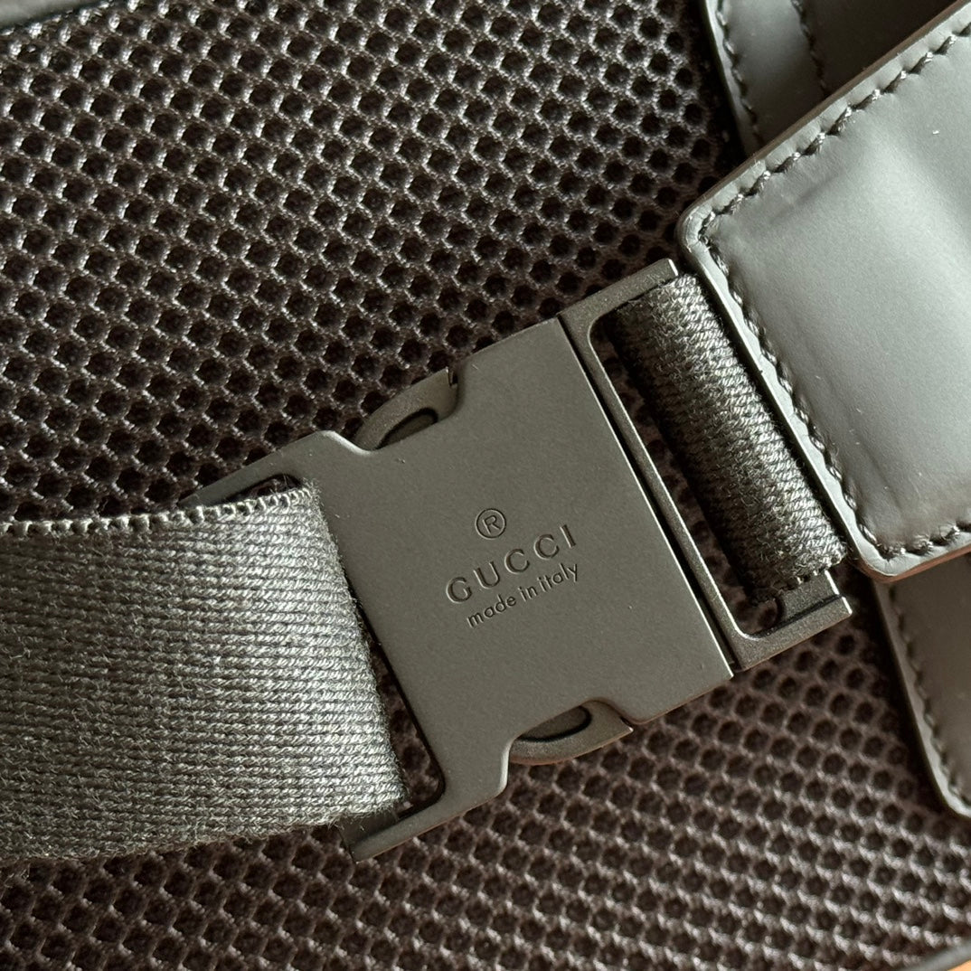 GUCCI 25S MARMONT MATELASSÉ WAIST BAG 24 CM IN BLACK CALFSKIN