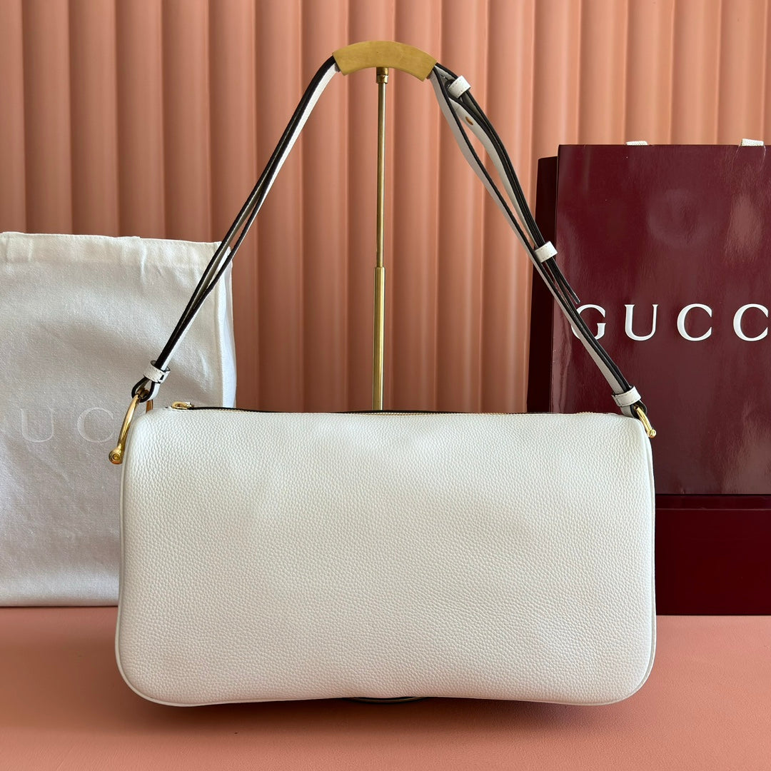 GUCCI 26S SHOULDER BAG 38 IN WHITE CALFSKIN