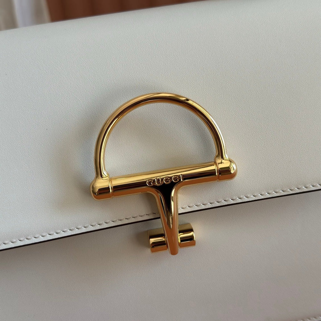 GUCCI 26S SIENA TOP HANDLE BAG 25 IN WHITE CALFSKIN