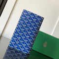 RICHELIEU CHECKBOOK WALLET 19 IN SAPPHIRE BLUE GOYARDINE CANVAS AND CALFSKIN