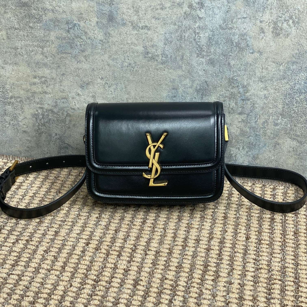 SOLFERINO SMALL SATCHEL 19 IN BLACK CALFSKIN GOLD HARDWARE
