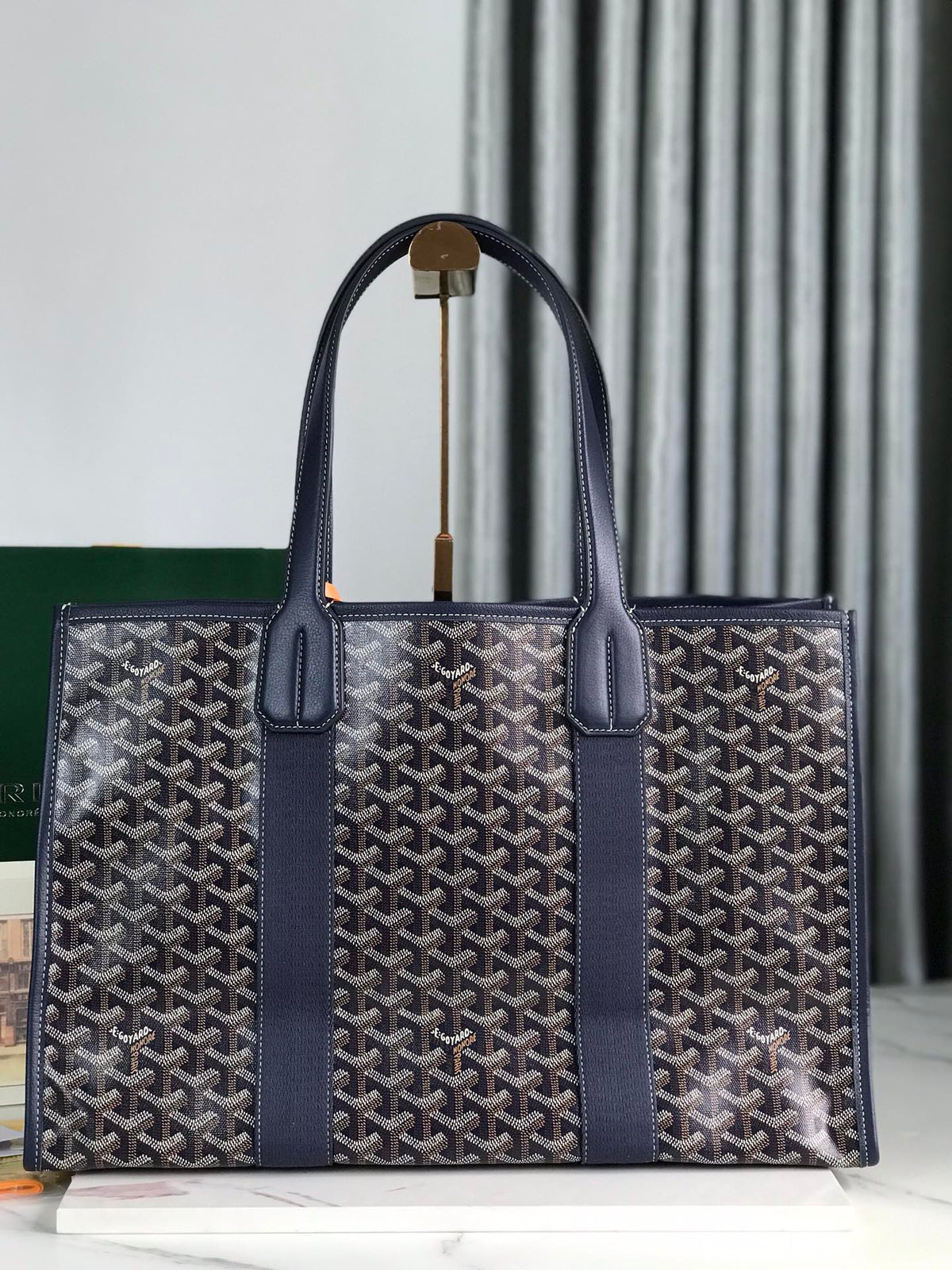 GOYA VILLETTE TOTE 45 IN NAVY BLUE GOYARDINE CANVAS