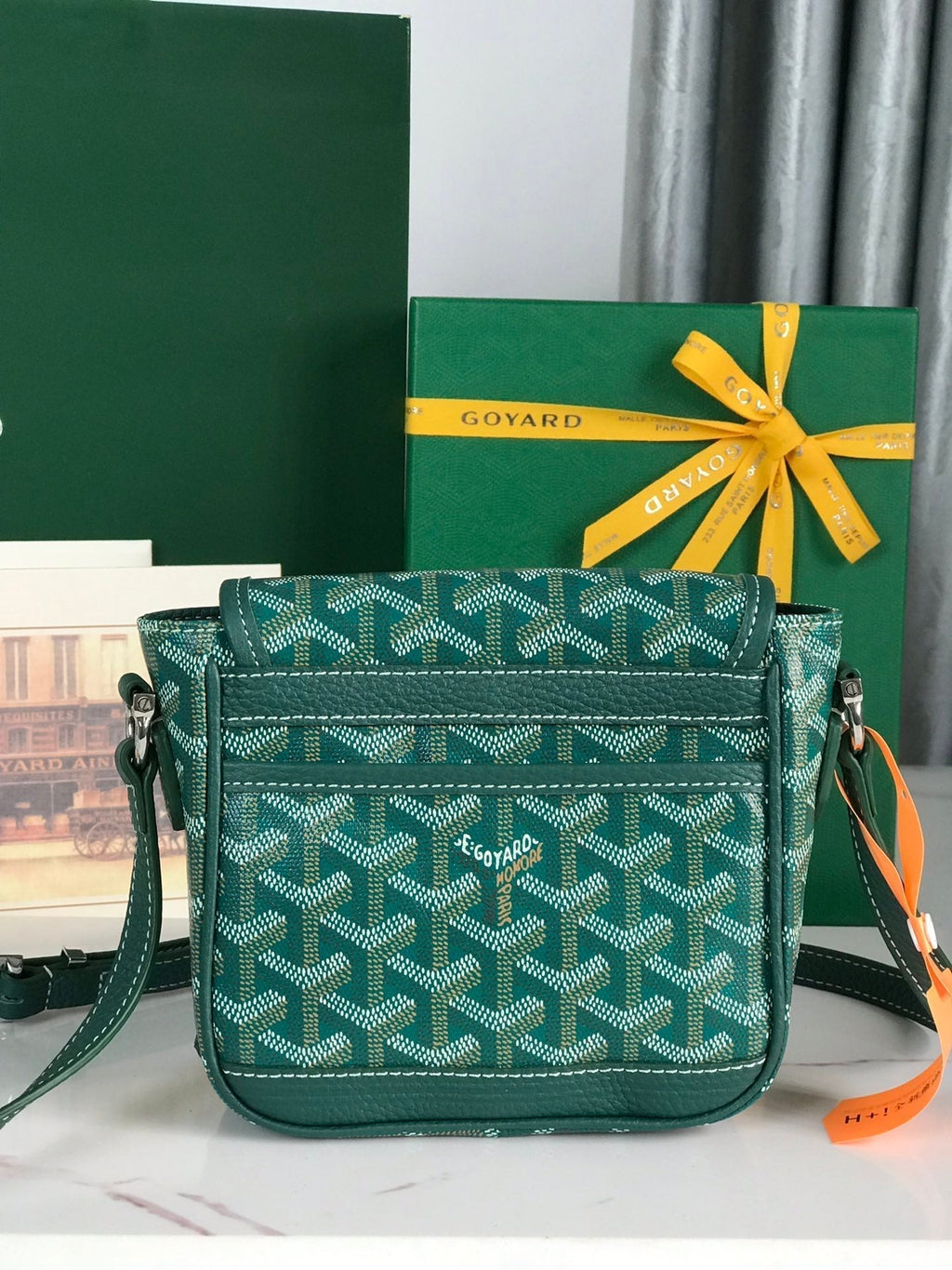 GRAND BLEU 16 IN GREEN GOYARDINE CANVAS AND LAMBSKIN