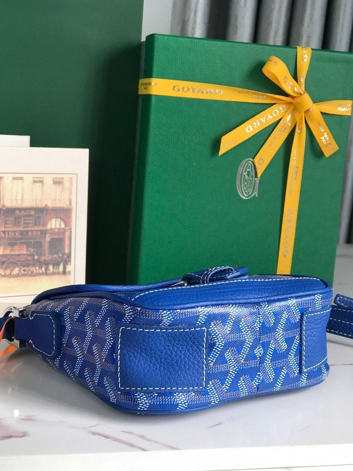 GRAND BLEU 16 IN SAPPHIRE BLUE GOYARDINE CANVAS AND LAMBSKIN