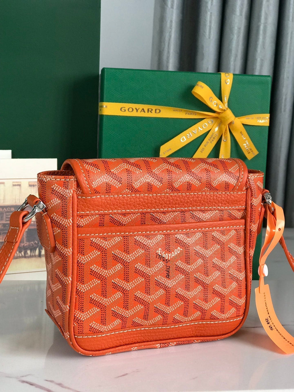GRAND BLEU 16 IN ORANGE GOYARDINE CANVAS AND LAMBSKIN