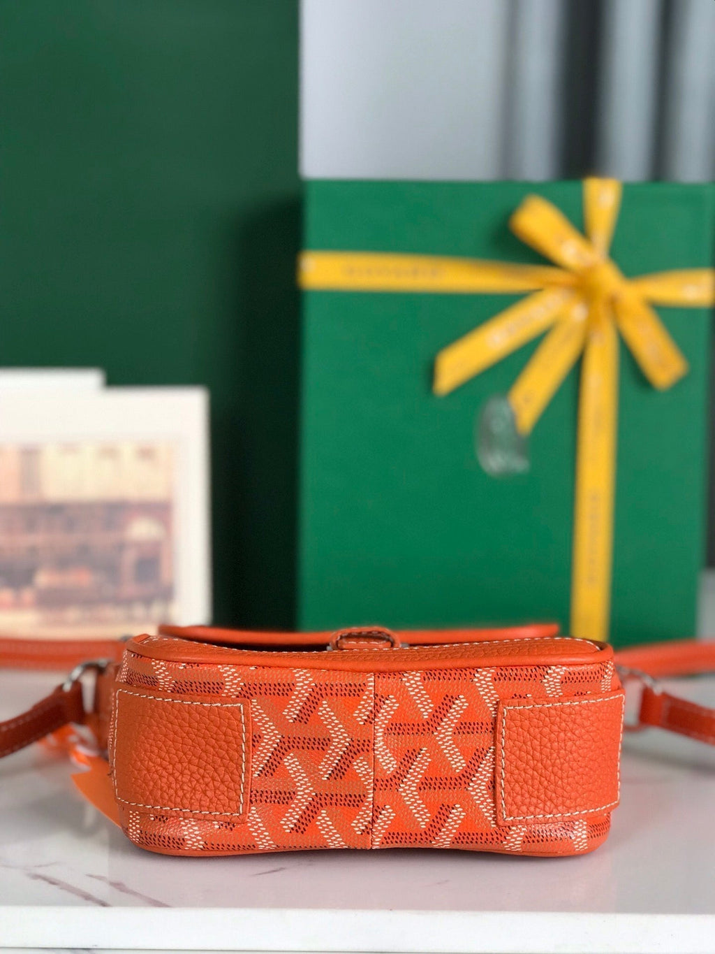 GRAND BLEU 16 IN ORANGE GOYARDINE CANVAS AND LAMBSKIN