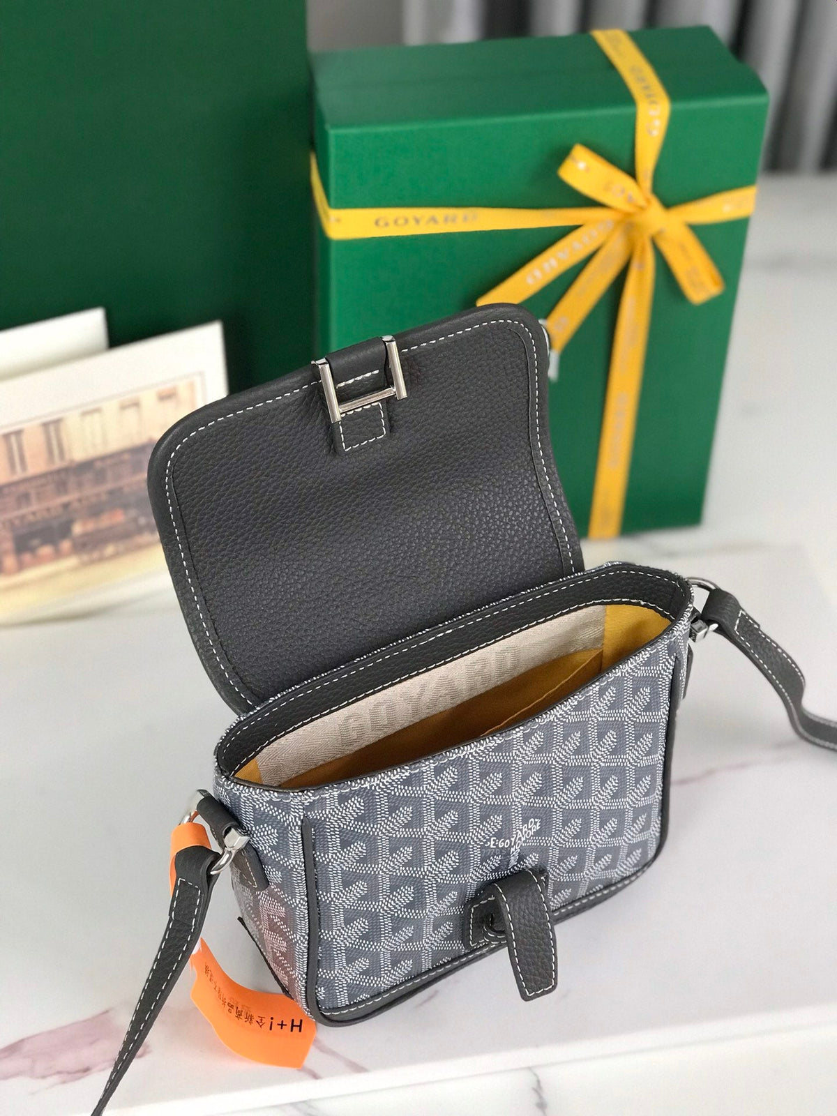 GRAND BLEU 16 IN GRAY GOYARDINE CANVAS AND LAMBSKIN