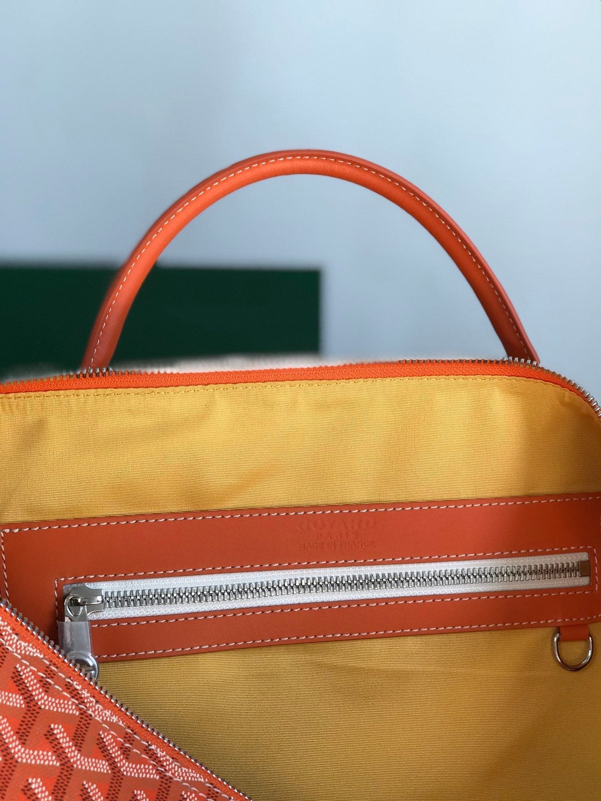 BOSTON 50 BAG IN ORANGE GOYARDINE CANVAS AND CALFSKIN TRIM