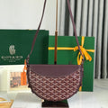 HIRONDELLE BAG 25 IN WINE RED LAMBSKIN AND GOYARDINE CANVAS