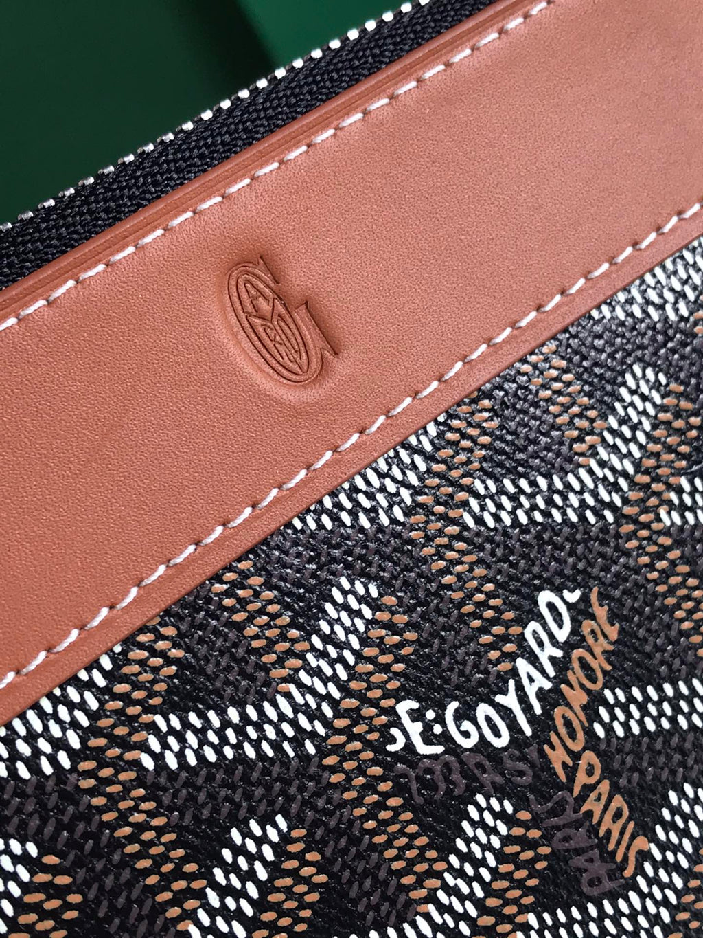 MATIGNON MINI WALLET 11 IN BLACK GOYARDINE CANVAS AND TAN CALFSKIN