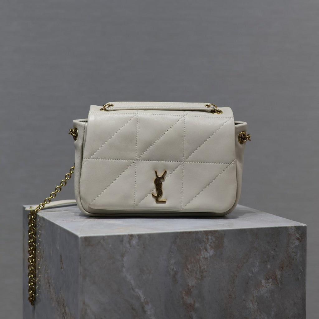 YSL 25S JAMIE MINI 20 IN BLANC VINTAGE LAMBSKIN GOLD HARDWRE