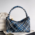 TOSCA SHOULDER BAG 27 IN BLUE MIX BLACK AND WHITE LAMBSKIN