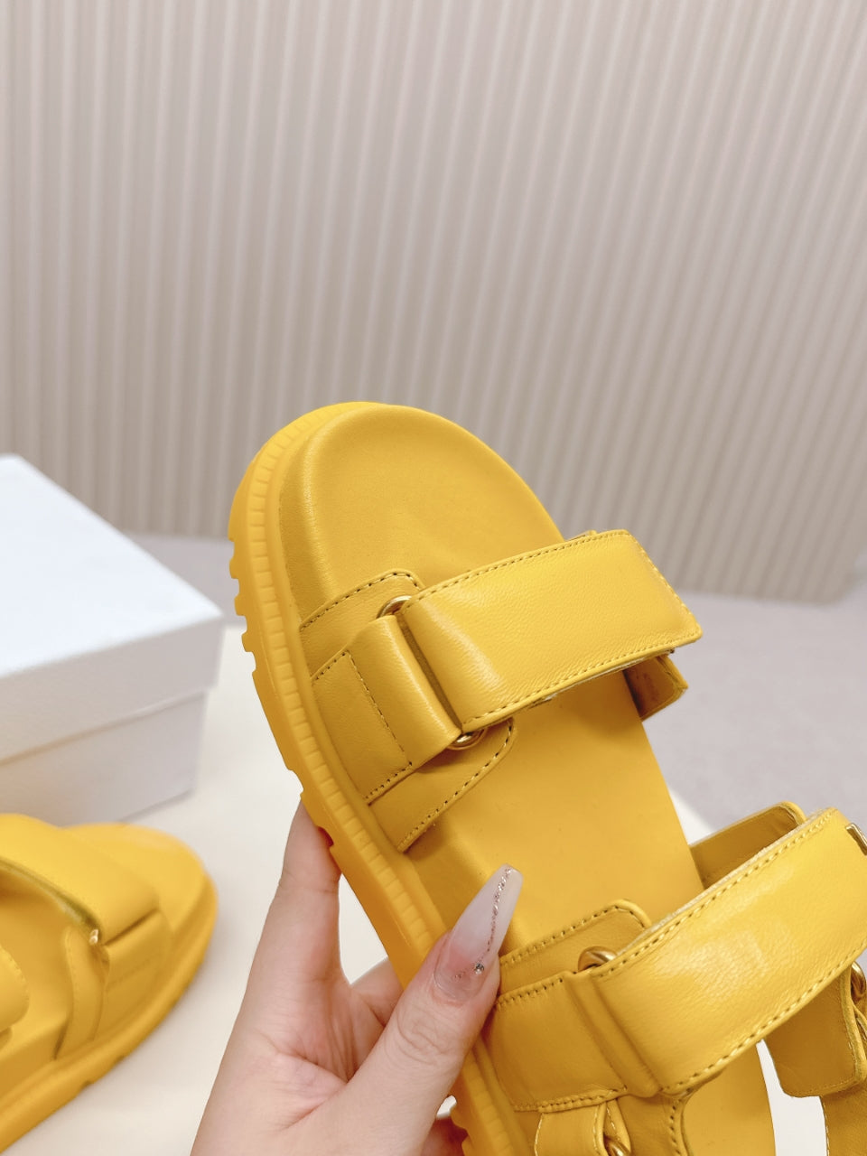 DIOR BACK-STRAP SANDALS 25S IN YELLOW CALFSKIN WITH GOLD HARDWARE