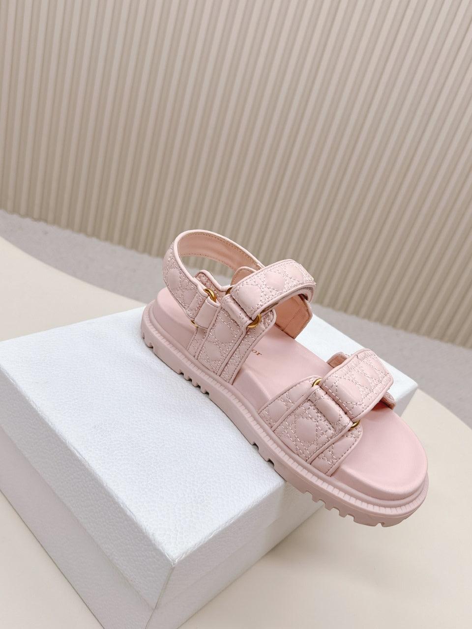 DIOR BACK-STRAP SANDALS 25S IN PASTEL PINK CALFSKIN