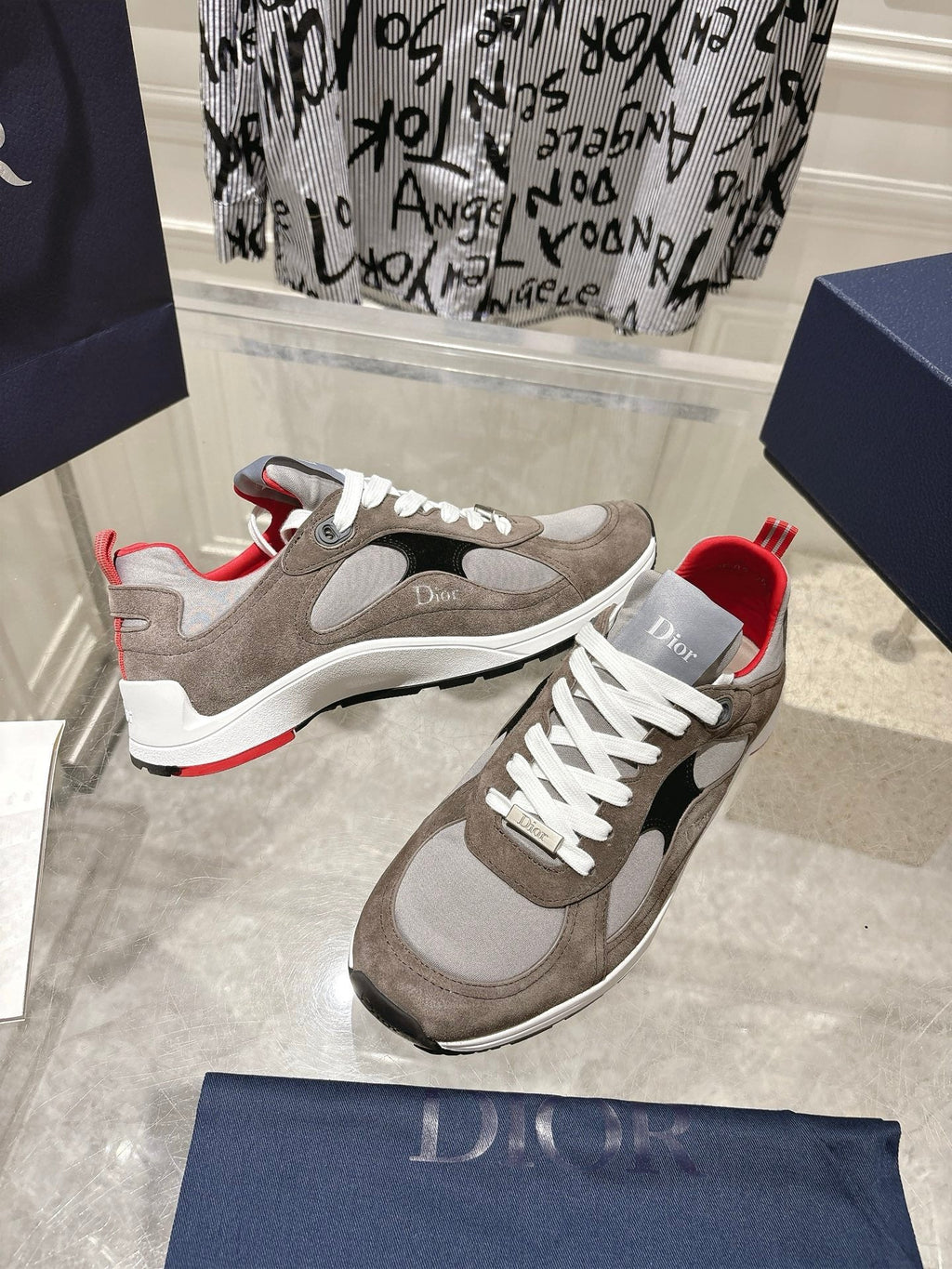 DIOR 25S MILE SERIES SNEAKERS 25MM IN BROWN SUEDE