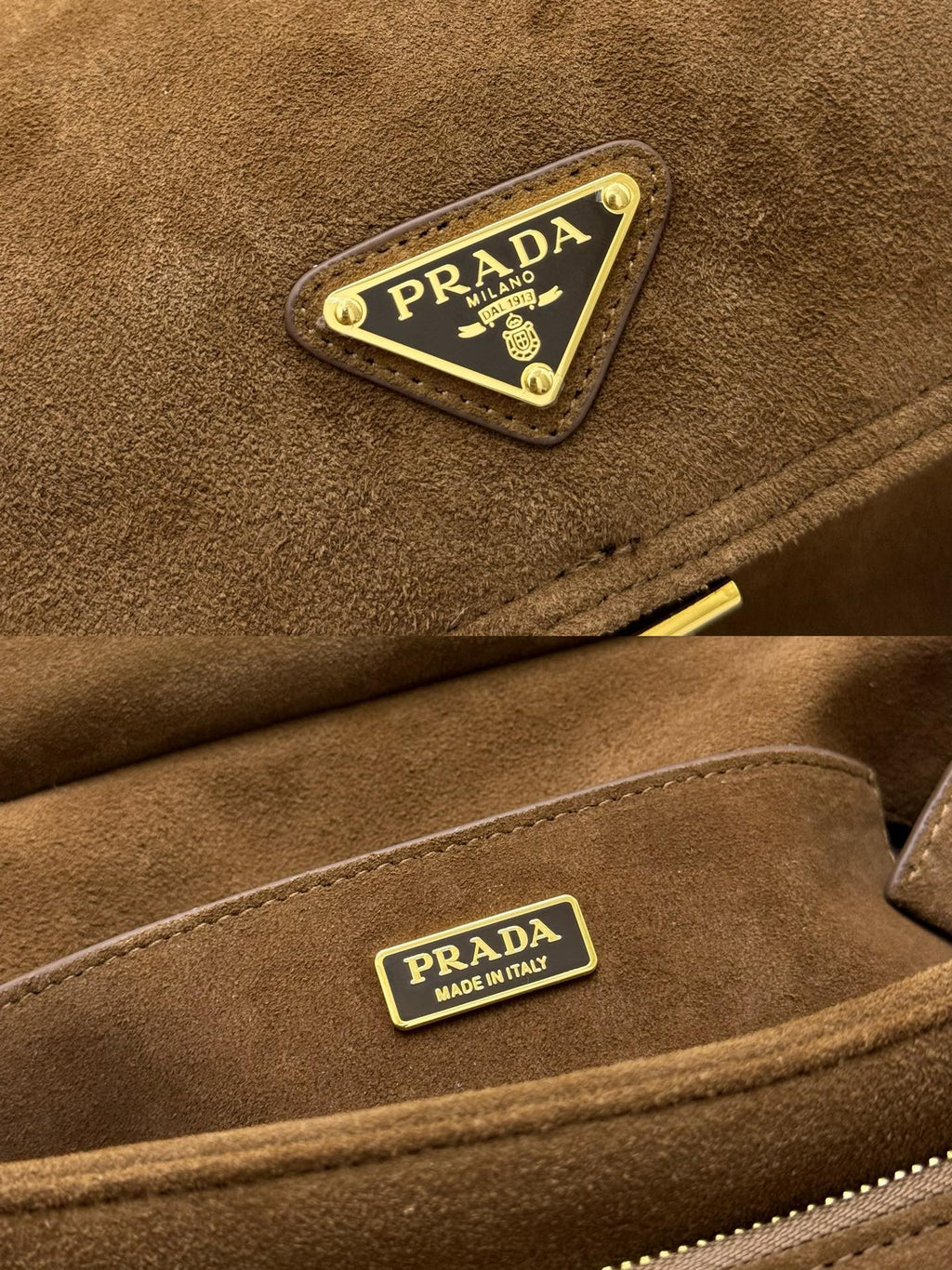 PRADA 25S EXPLORE MEDIUM SHOULDER BAG 30 IN CINNAMON SUEDE WITH FLAP