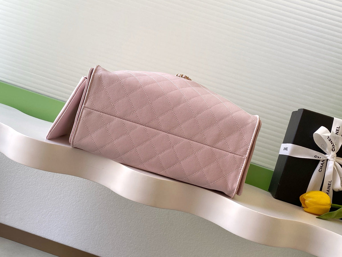 CHANEL 25S HOBO BAG 40 IN LIGHT PINK CAVIAR WITH GOLD HARDWARE