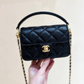 CHANEL FLAP BAG 16 IN BLACK GRAINED CALFSKIN GOLD HARDWARE